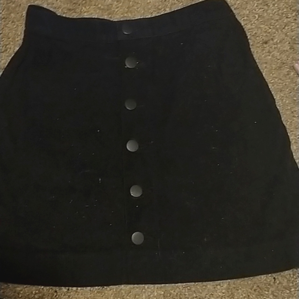 American Apparel Black Corduroy High Waist Mini Skirt